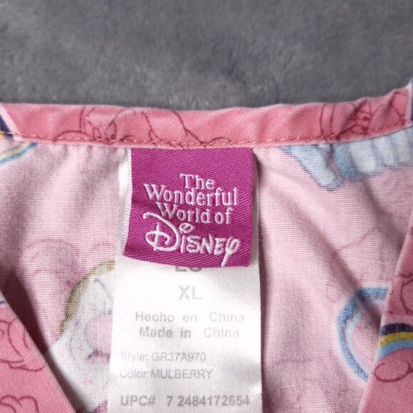 Disney Grumpy Pink Scrub Top XL Two Pockets Lightweight Uniform Top - Picture 5 of 6